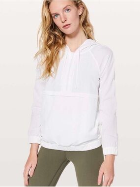 Lululemon Pack Light Textured Stretch 1/2 Zip Pullover Windbreaker SZ 10 White